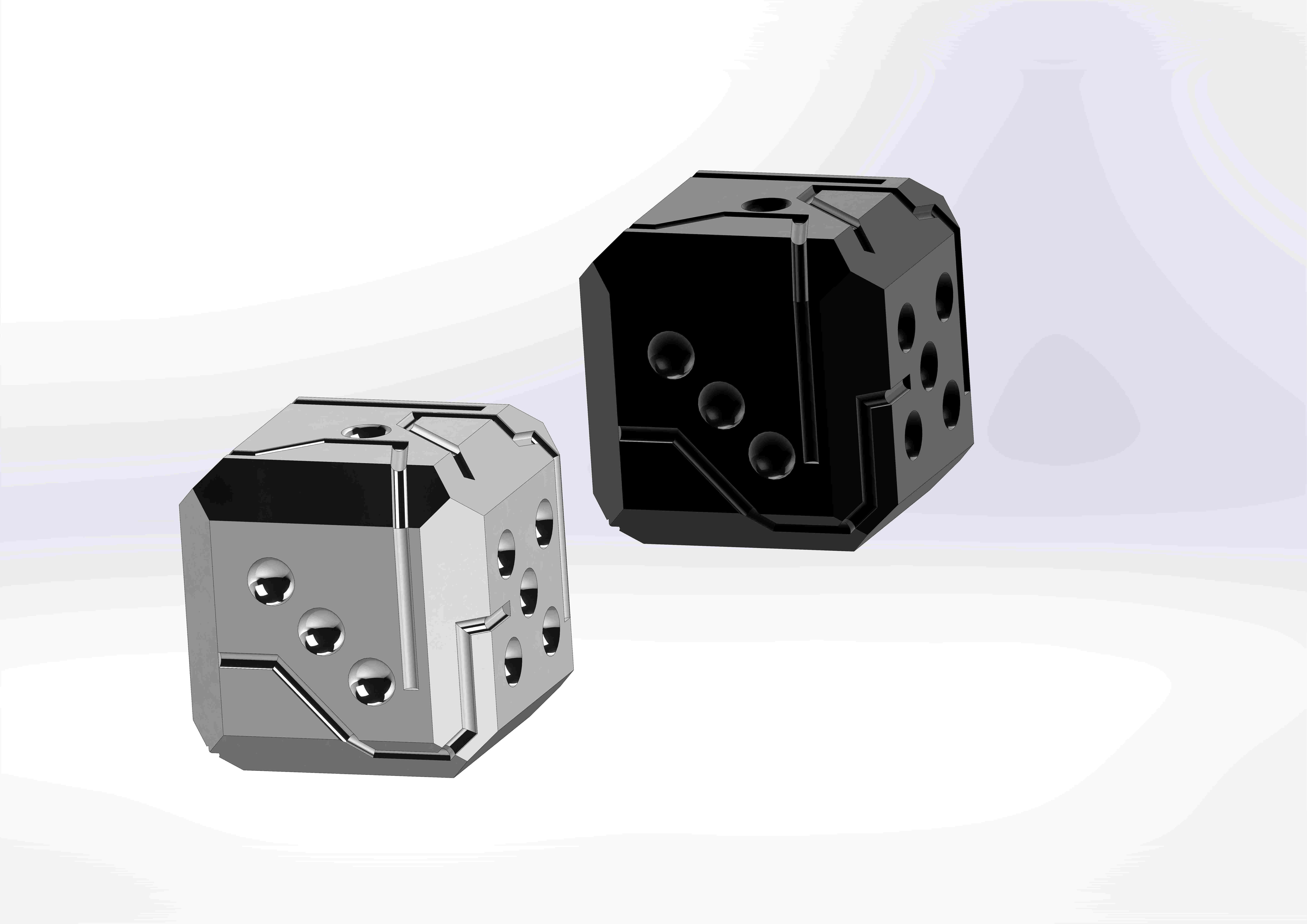 BLACK AND WHITE DICE 3D print model_4