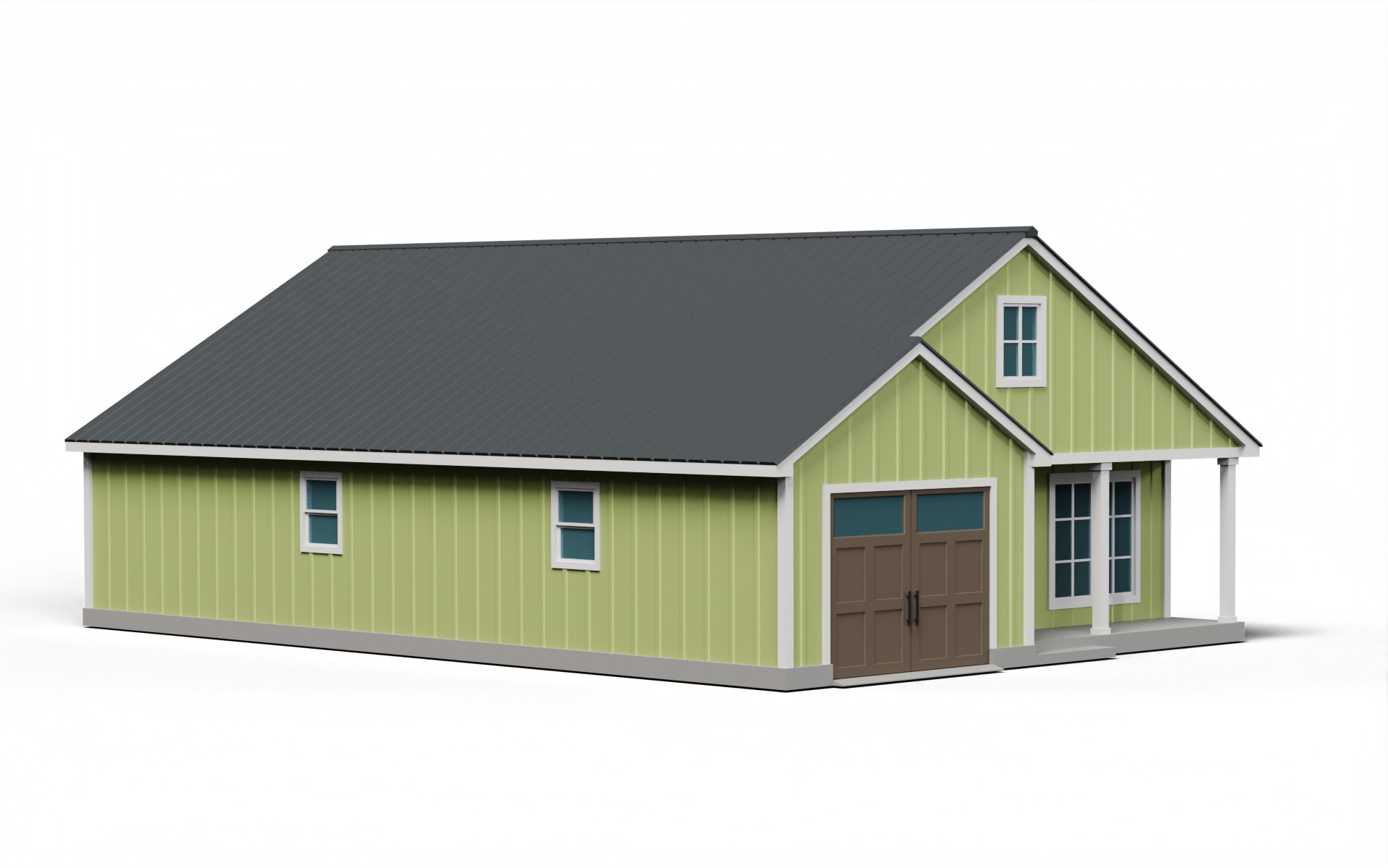 Classic American Country House  Low-poly 3D model_1