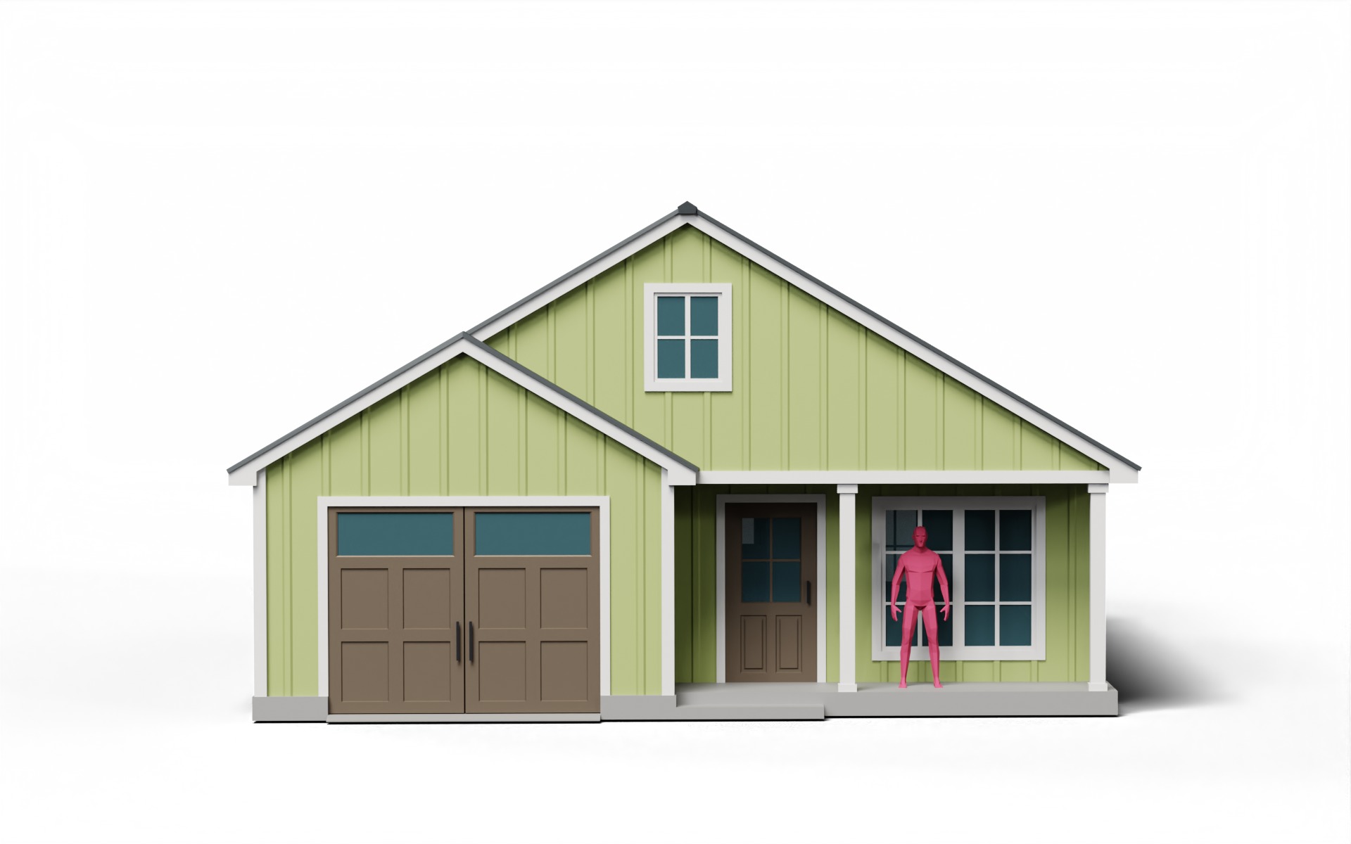 Classic American Country House  Low-poly 3D model_4