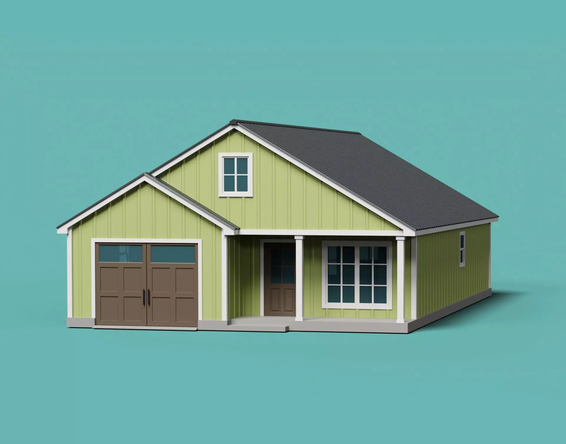 Classic American Country House  Low-poly 3D model_0