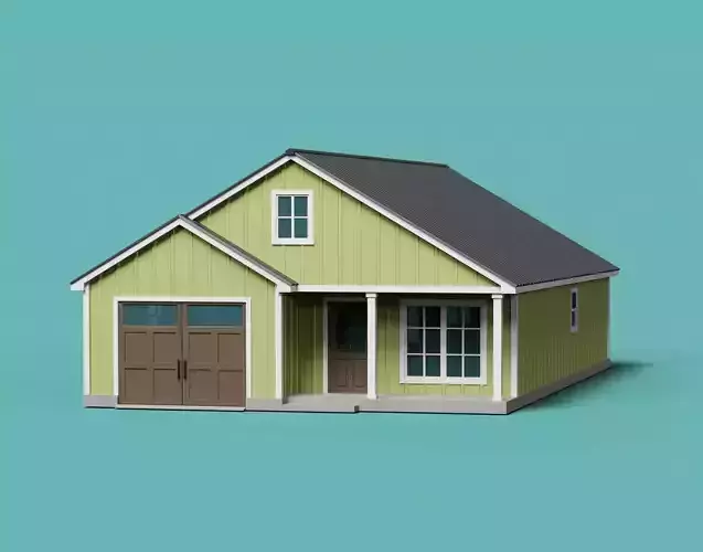 Classic American Country House  Low-poly 3D model