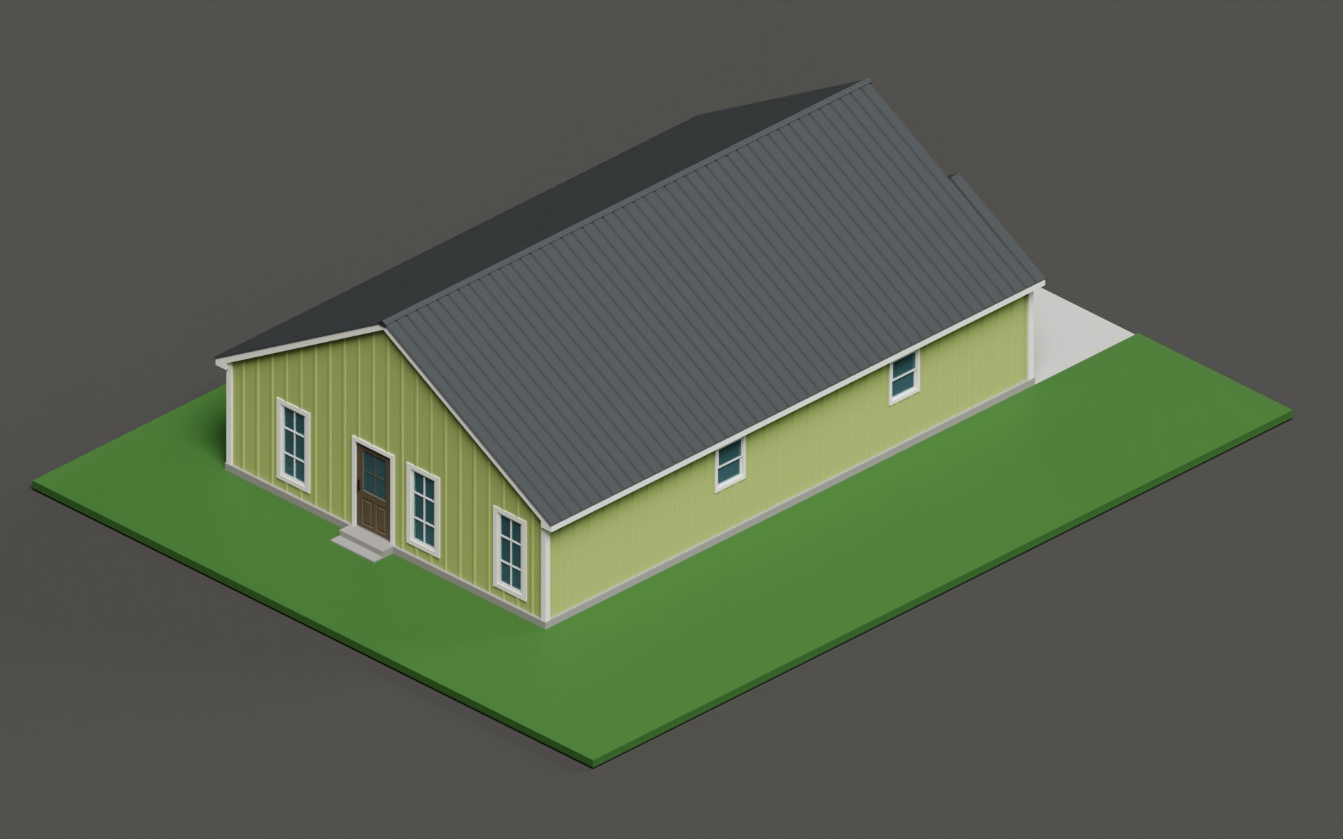 Classic American Country House  Low-poly 3D model_6