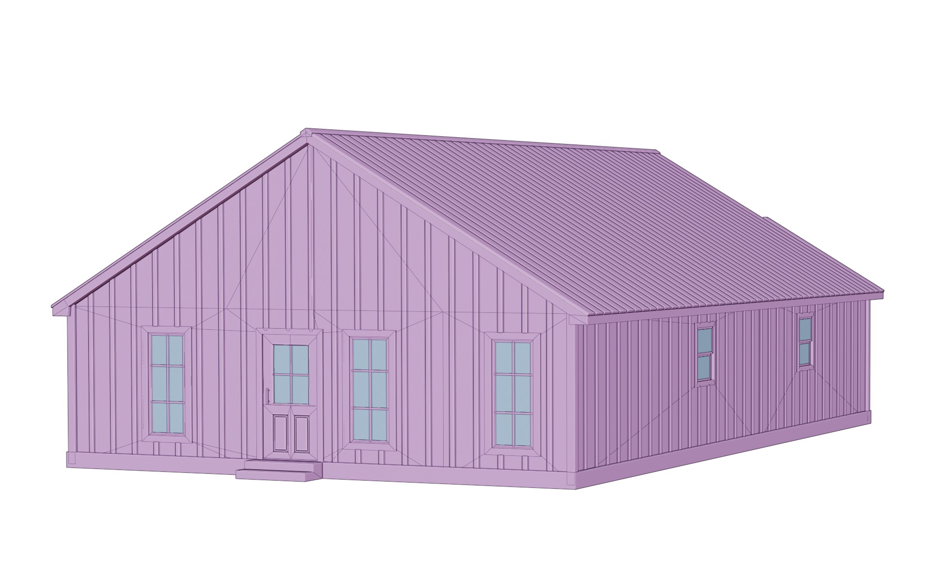 Classic American Country House  Low-poly 3D model_8