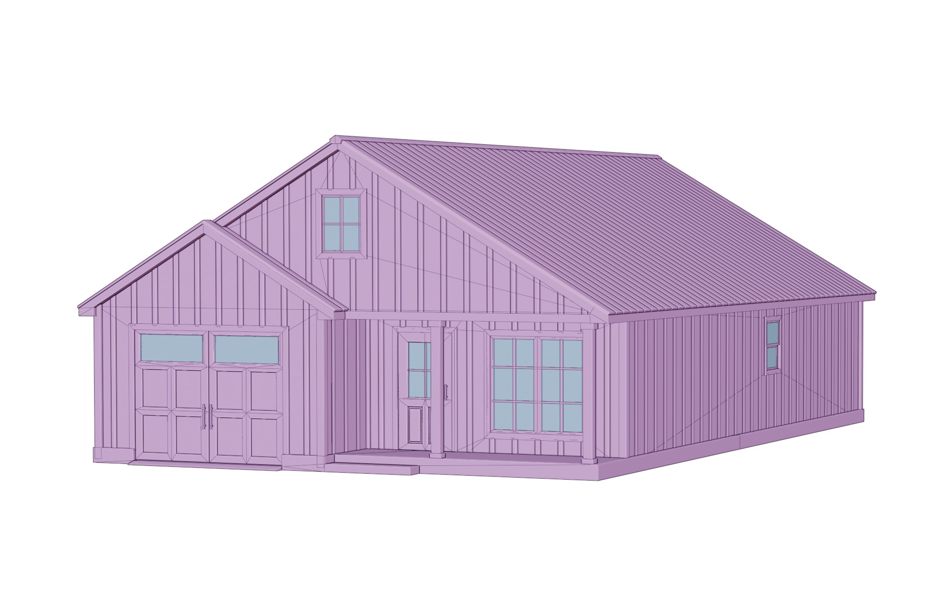 Classic American Country House  Low-poly 3D model_7