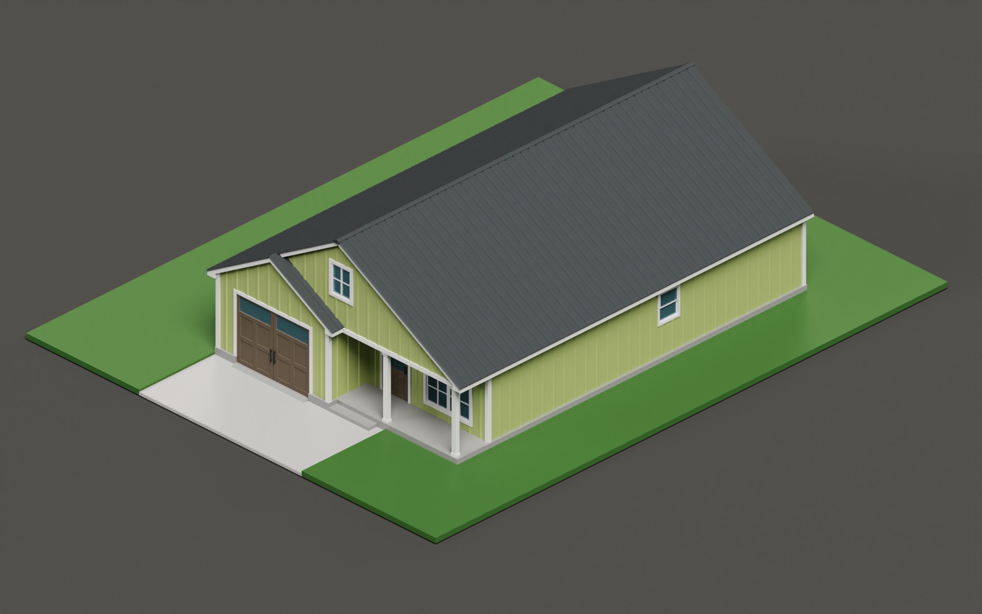 Classic American Country House  Low-poly 3D model_5