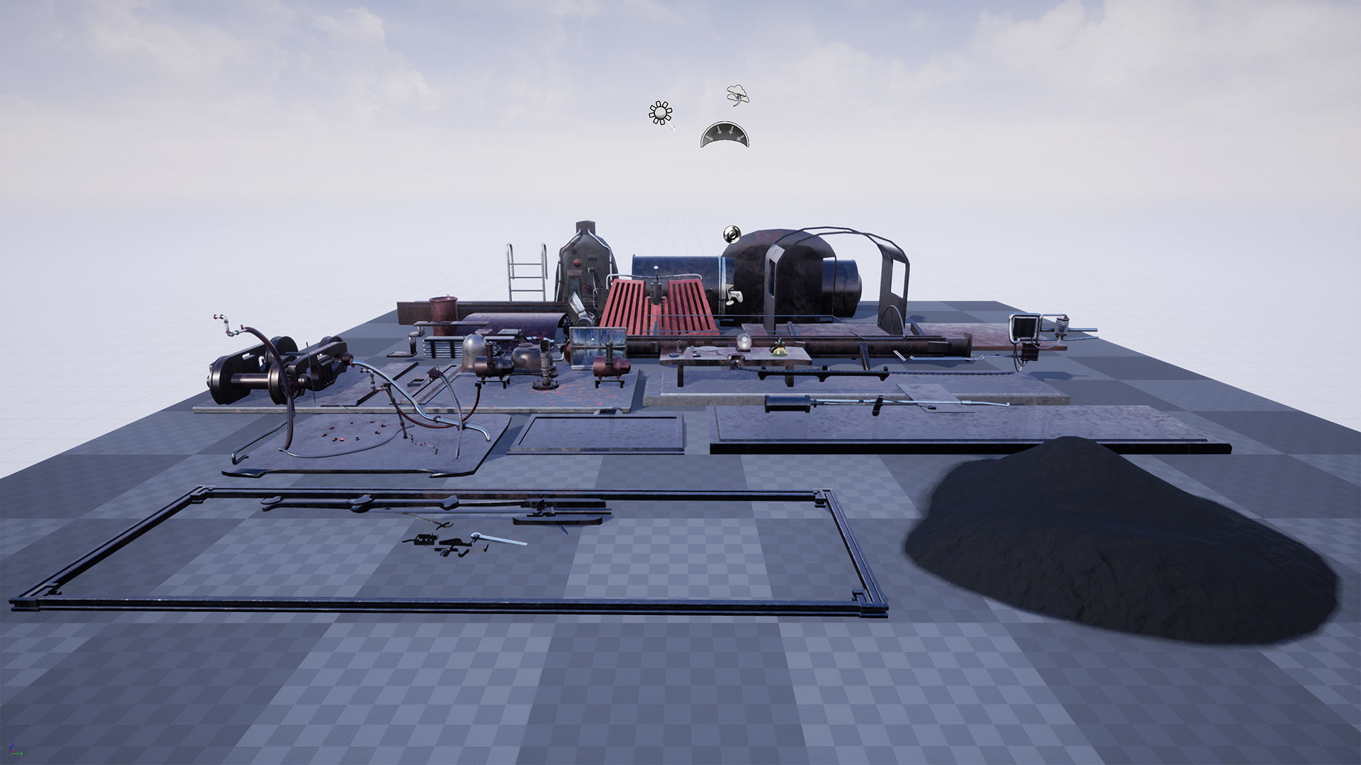 Modular Locomotive 61 Assets Low-poly 3D model_12