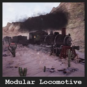 Modular Locomotive 61 Assets Low-poly 3D model_1