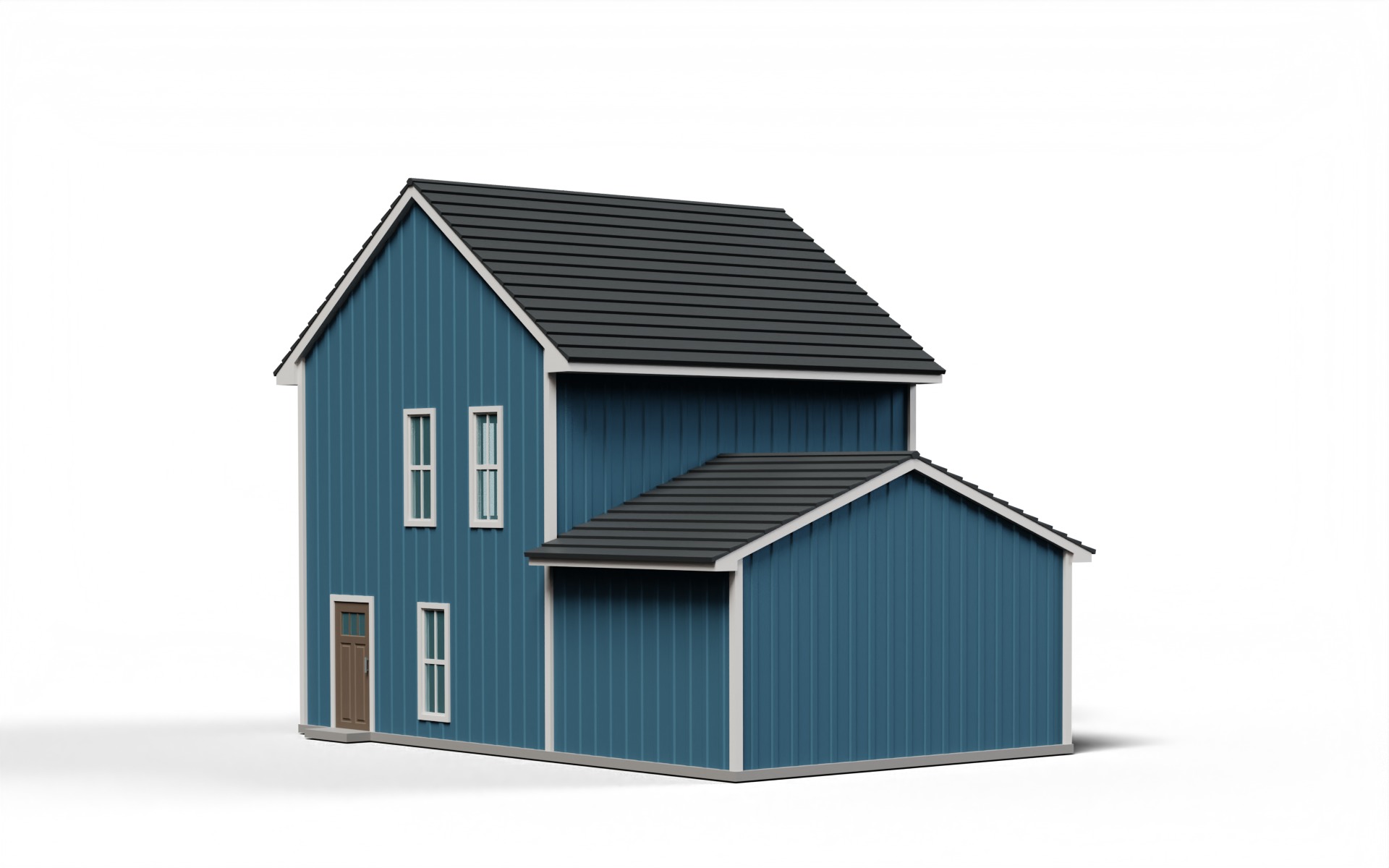 Classic American Country House with Porch Low-poly 3D model_3