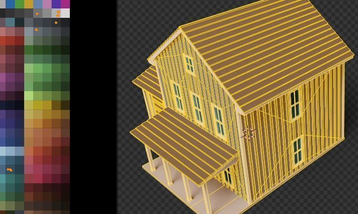 Classic American Country House with Porch Low-poly 3D model_9
