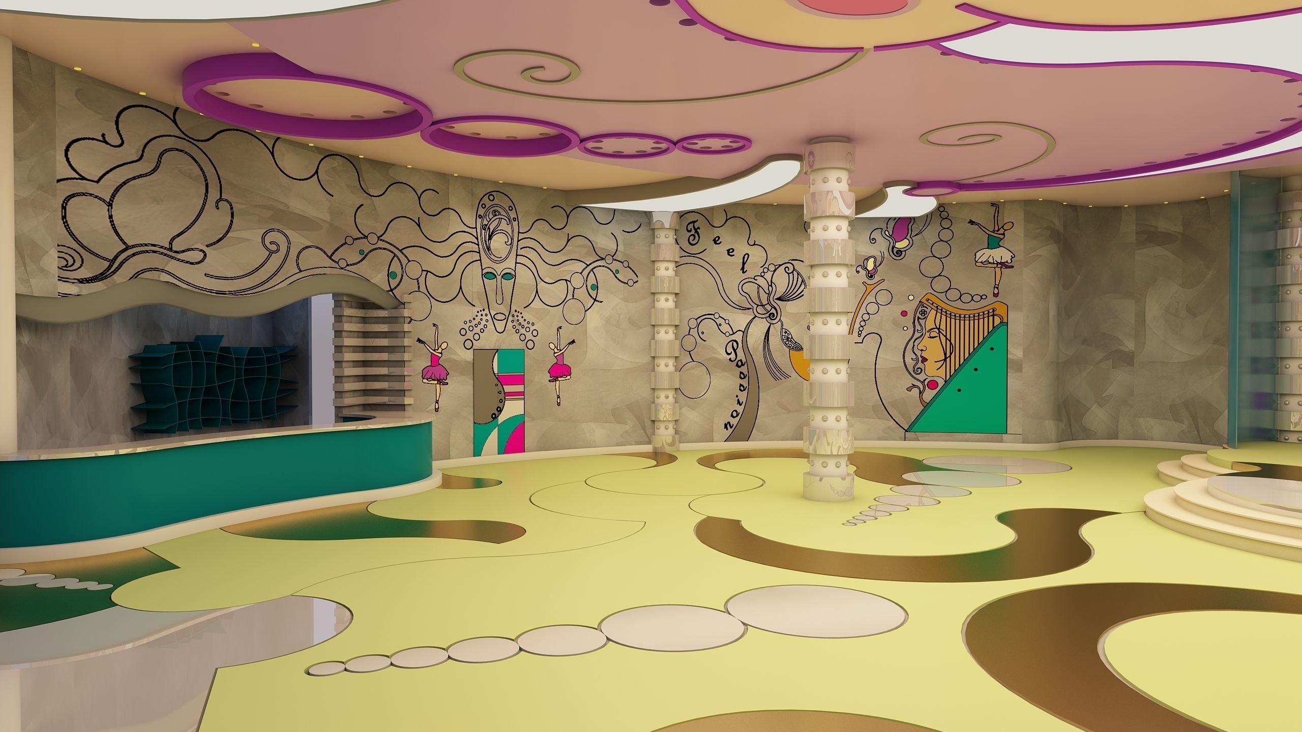 3D model 0187 - Night Club 3D Hall - 2D Drawings VR / AR / low-poly ...