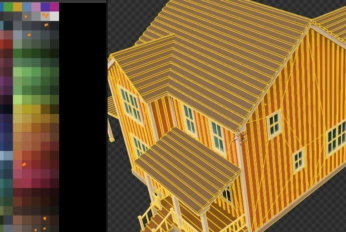 Classic American Country House with Porch Low-poly 3D model_9