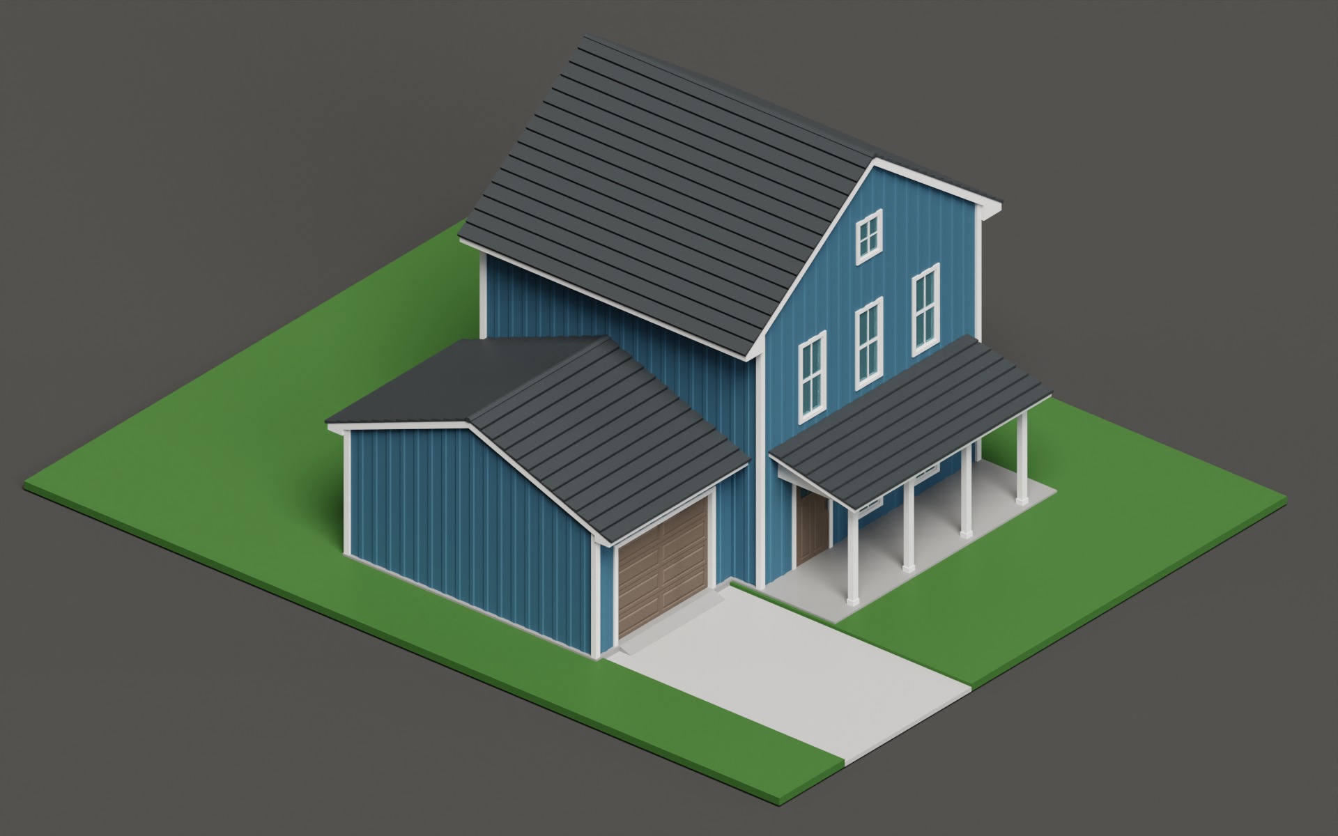 Classic American Country Houses Set 3D Model Collection_15