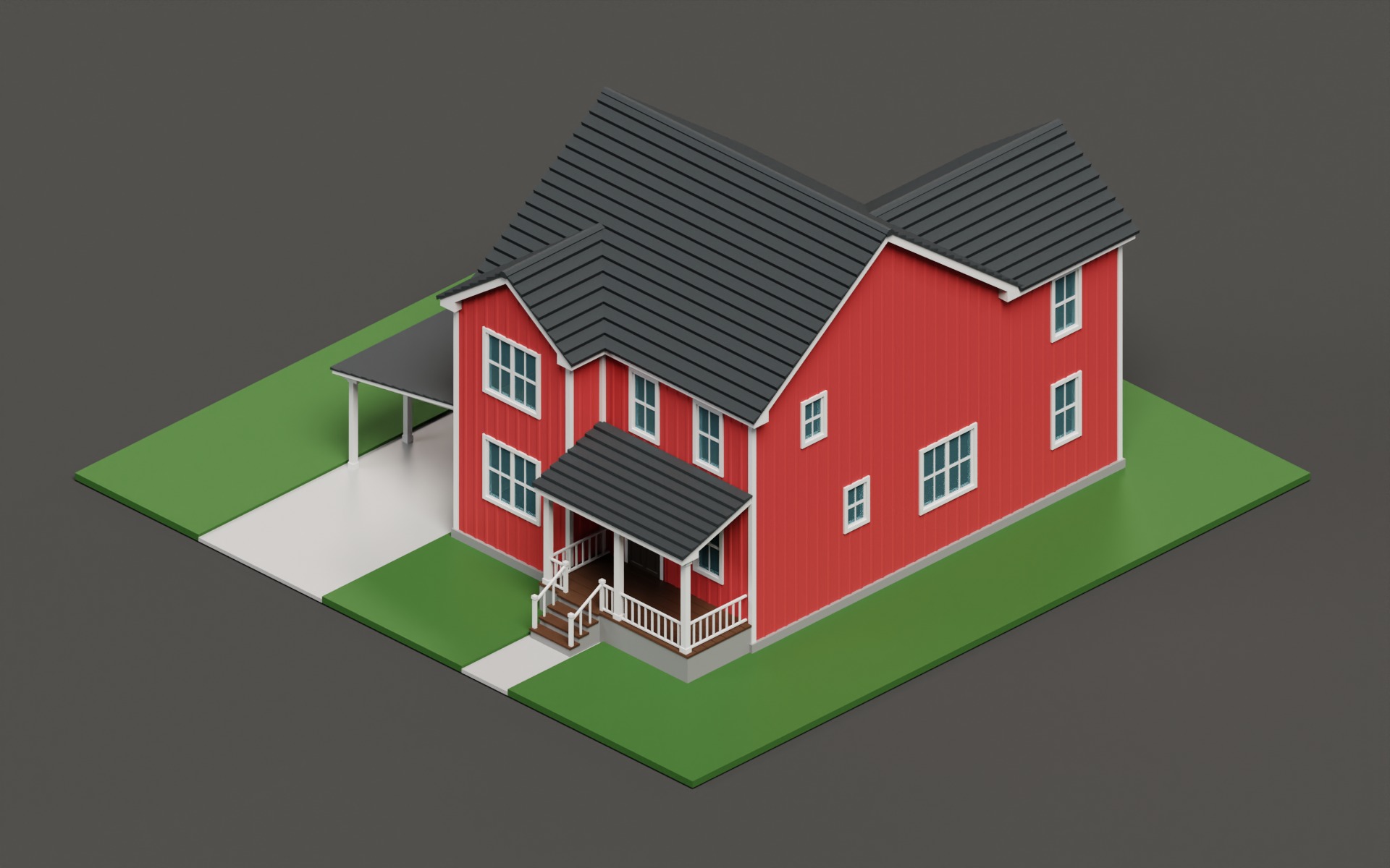 Classic American Country Houses Set 3D Model Collection_19