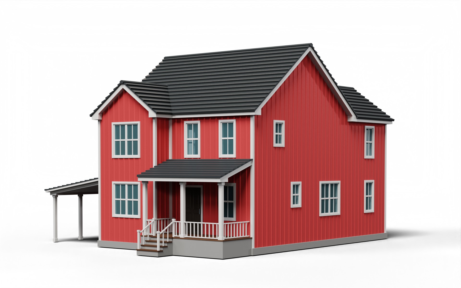 Classic American Country Houses Set 3D Model Collection_11