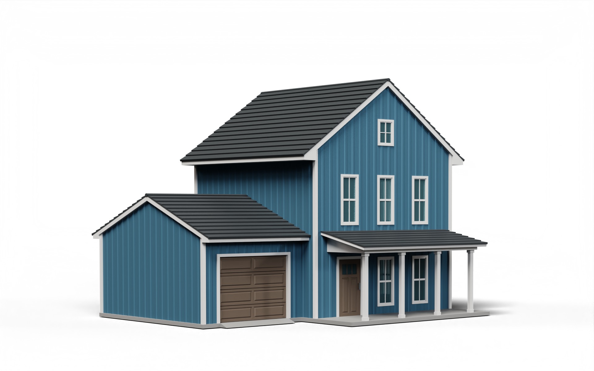 Classic American Country Houses Set 3D Model Collection_9