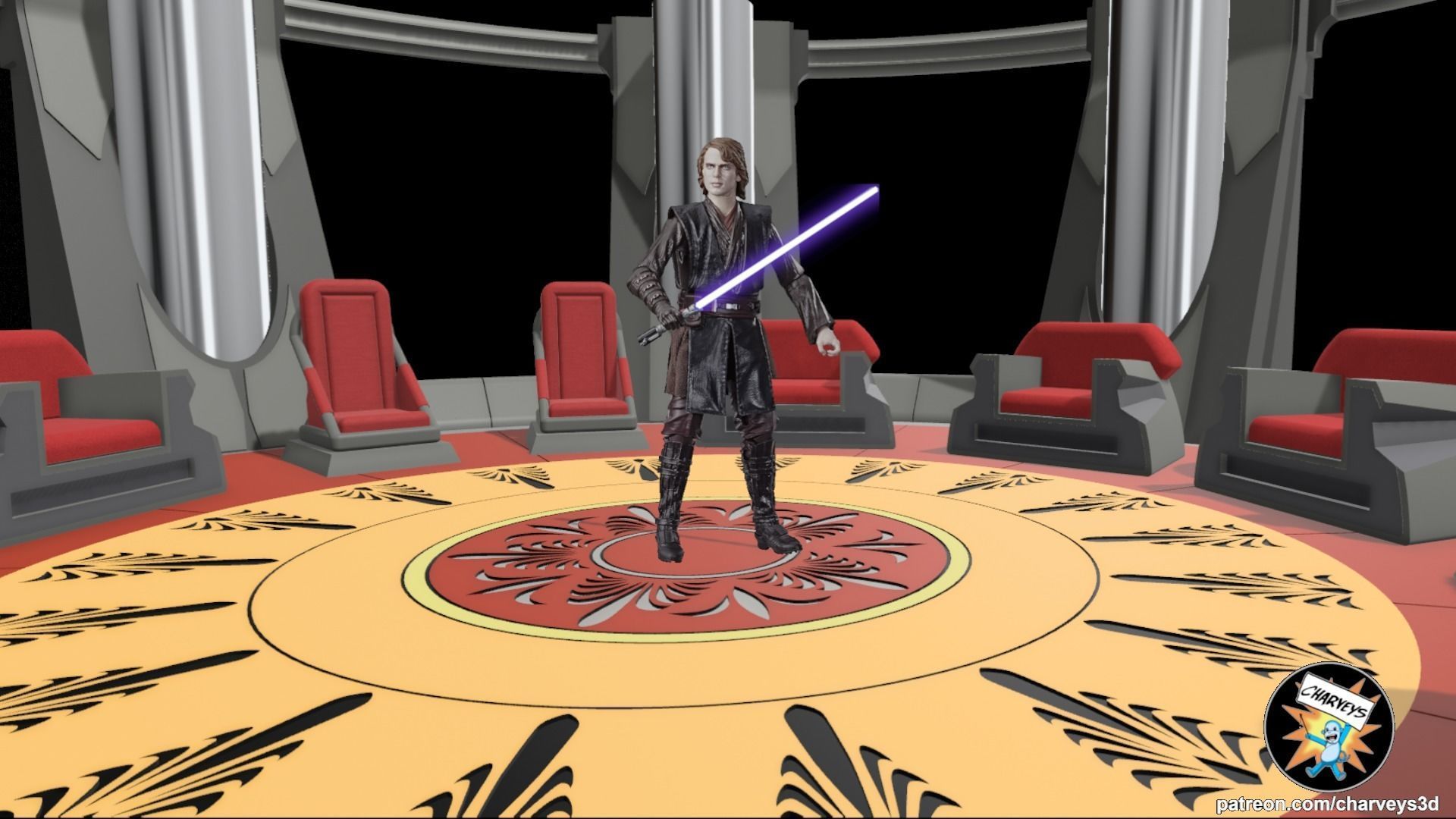 Star Wars Jedi Council Chamber Diorama for action figures 3D print model_1