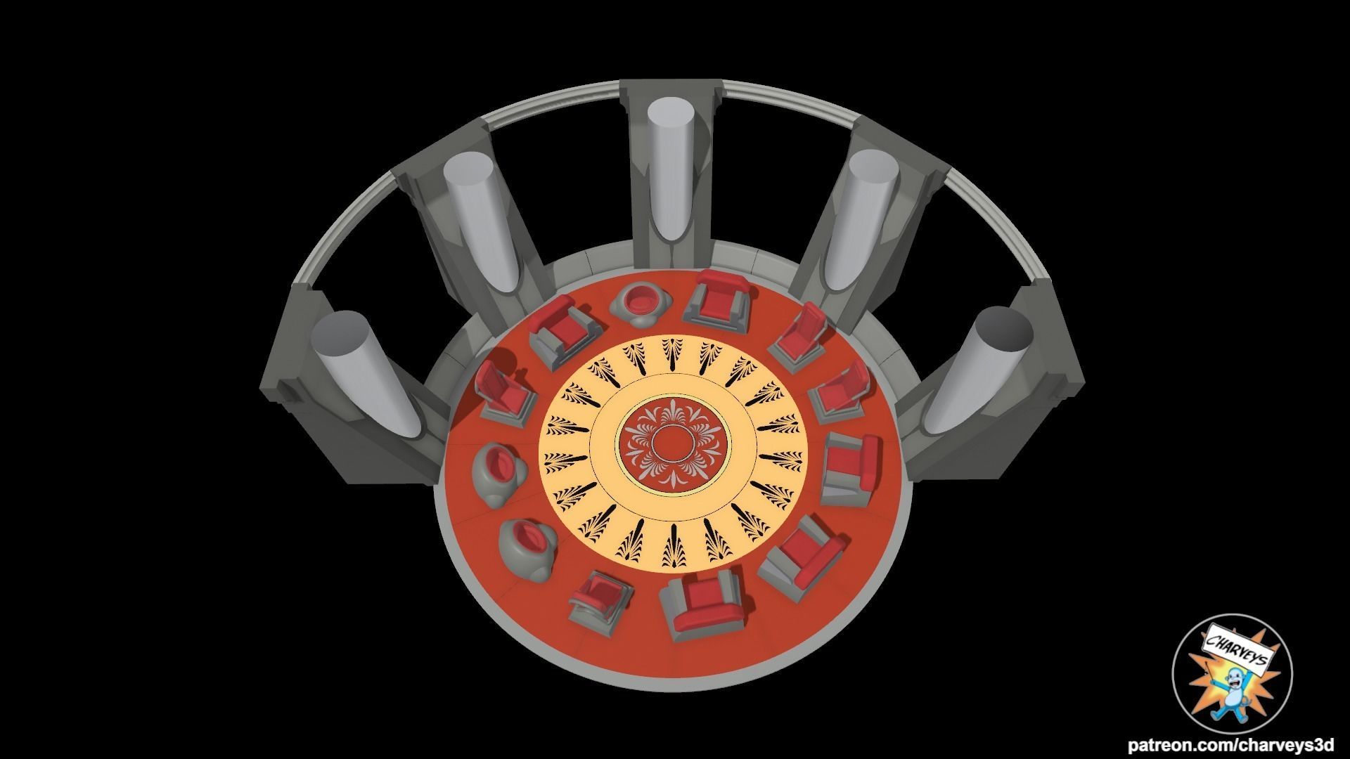 Star Wars Jedi Council Chamber Diorama for action figures 3D print model_3