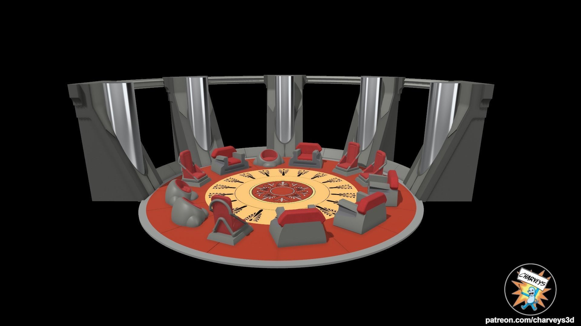 Star Wars Jedi Council Chamber Diorama for action figures 3D print model_2