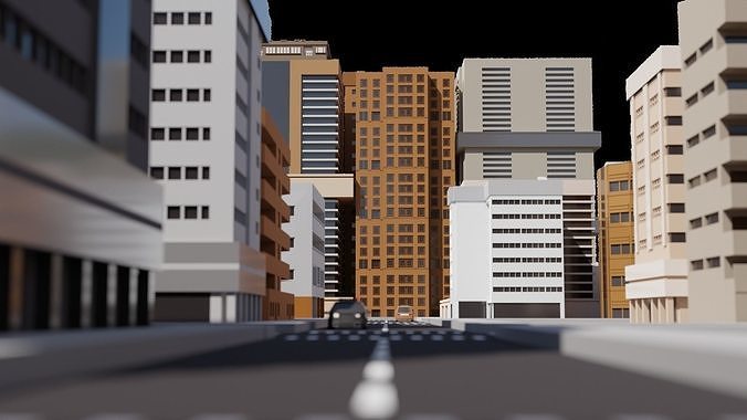 3D Low Poly City  Low-poly 3D model 7