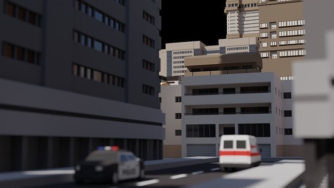 3D Low Poly City  Low-poly 3D model 6
