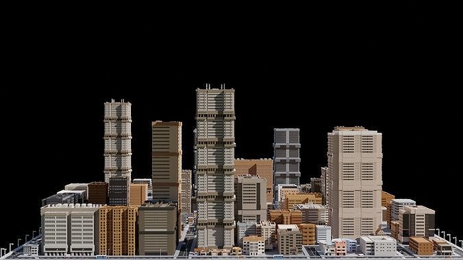 3D Low Poly City  Low-poly 3D model 5