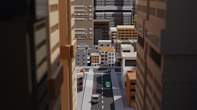 3D Low Poly City  Low-poly 3D model 4