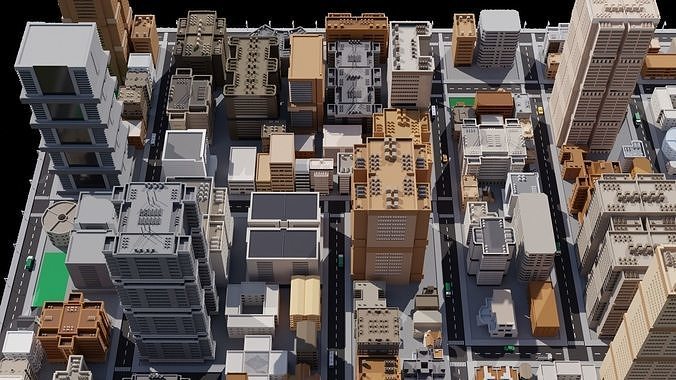 3D Low Poly City  Low-poly 3D model 2