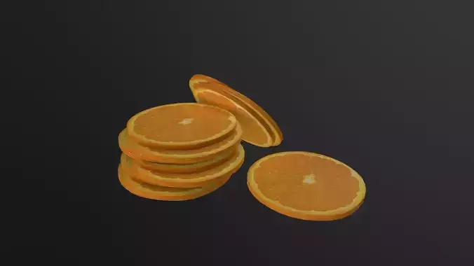 Orange slice cirlce 3D Model Low-poly 3D model