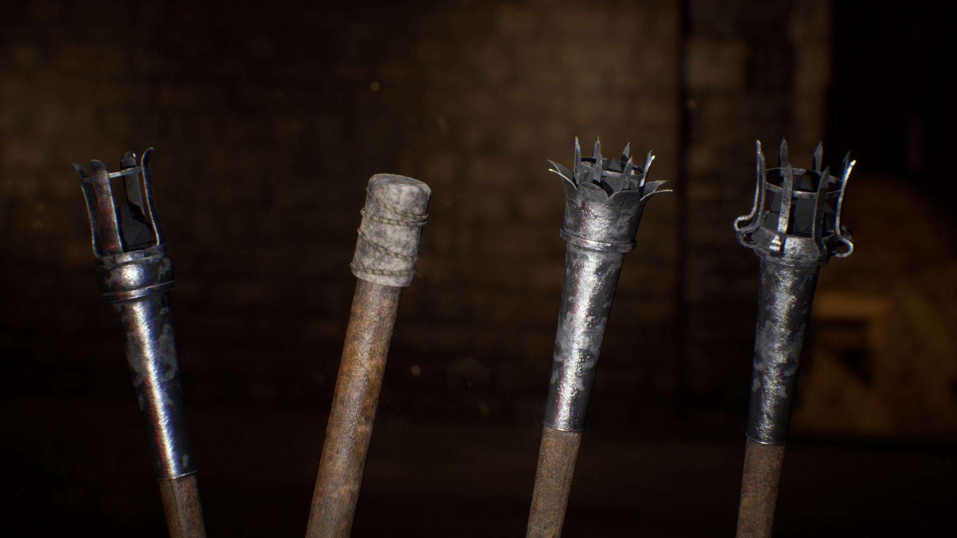Medieval Torches 48 Variations Low-poly 3D model_5