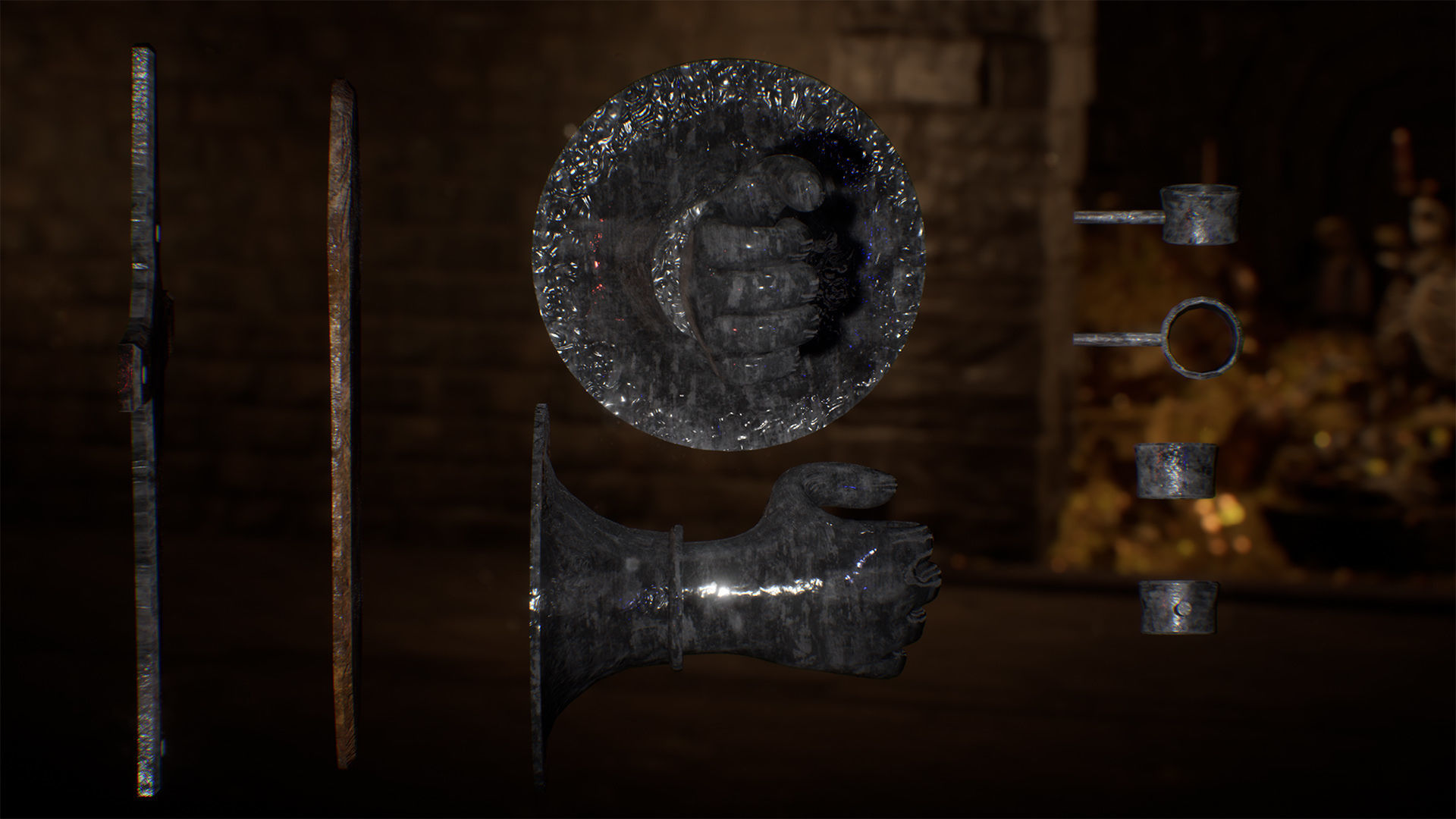 Medieval Torches 48 Variations Low-poly 3D model_7