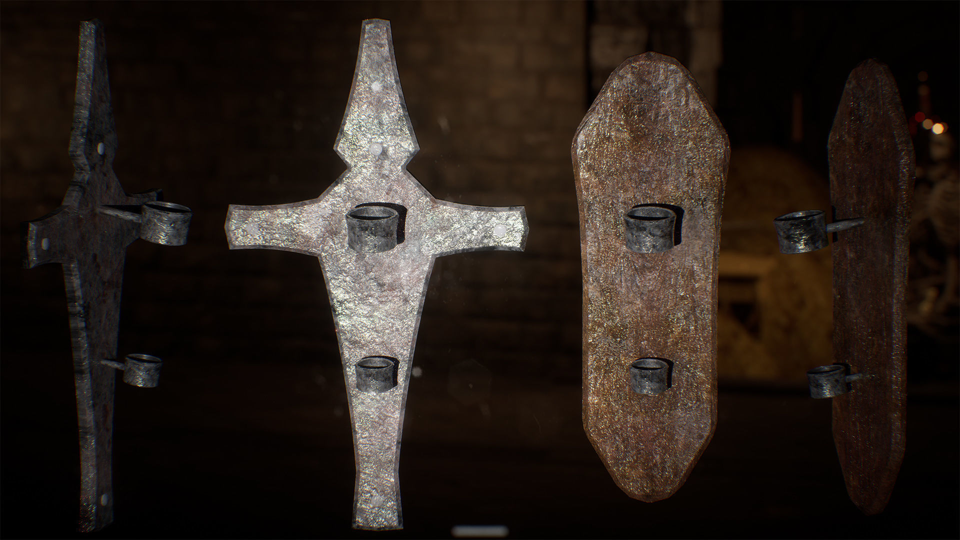 Medieval Torches 48 Variations Low-poly 3D model_6