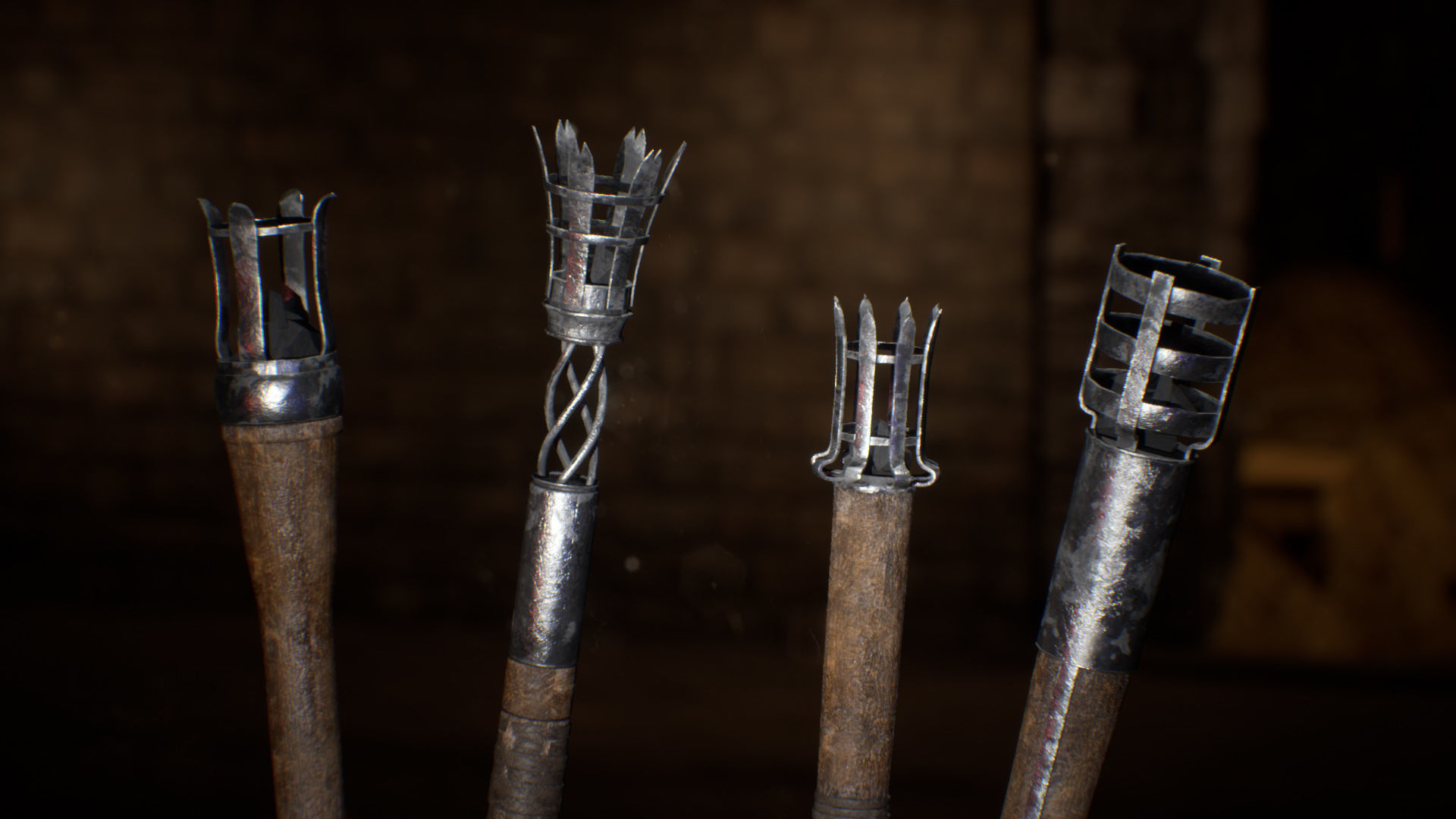 Medieval Torches 48 Variations Low-poly 3D model_10