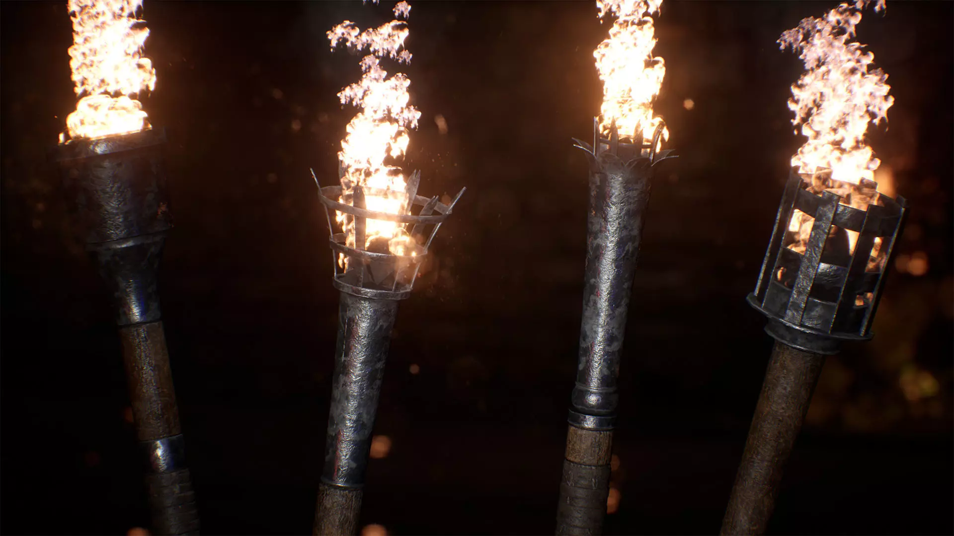 Medieval Torches 48 Variations Low-poly 3D model_0