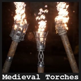 Medieval Torches 48 Variations Low-poly 3D model_1