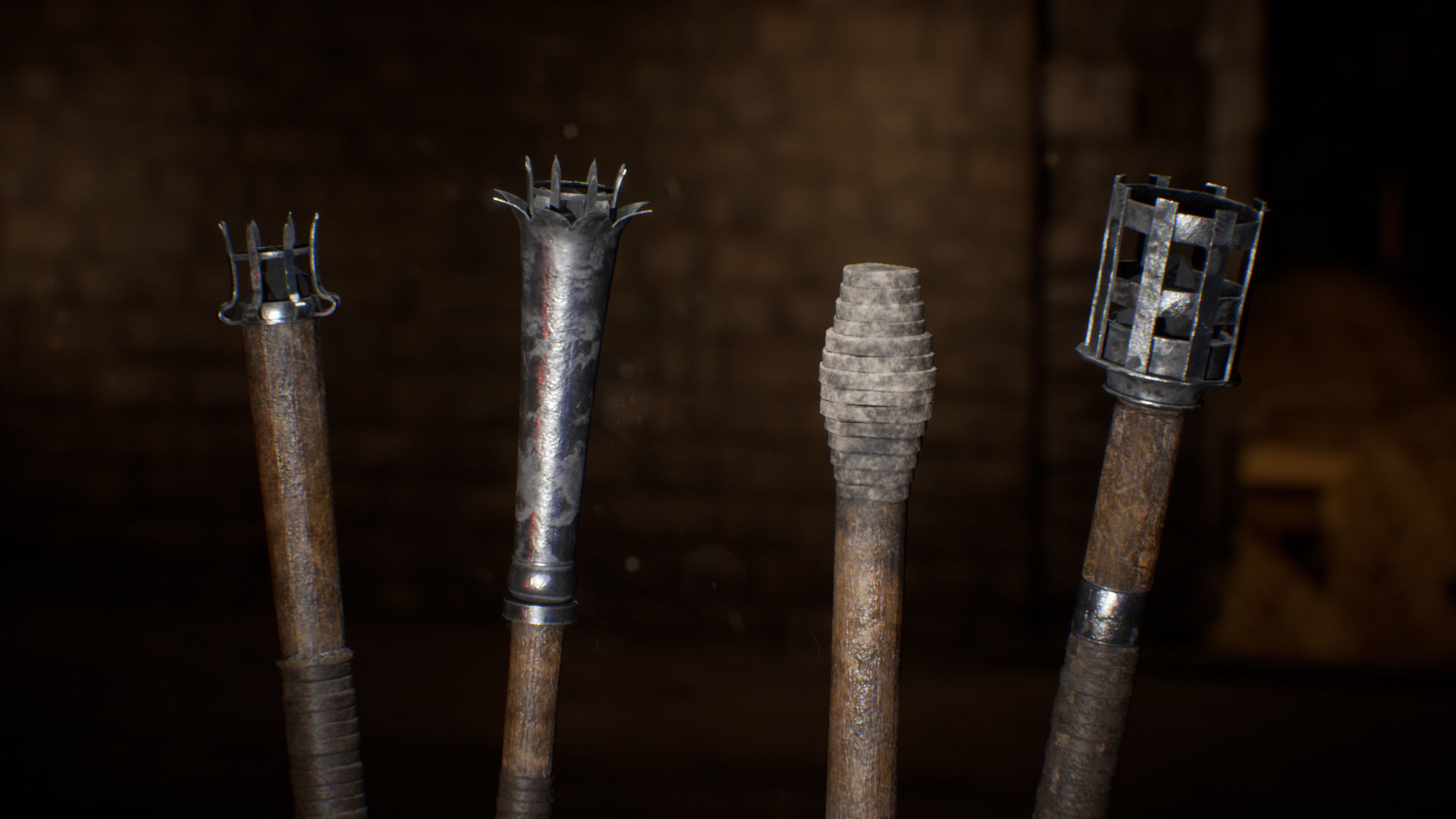 Medieval Torches 48 Variations Low-poly 3D model_11