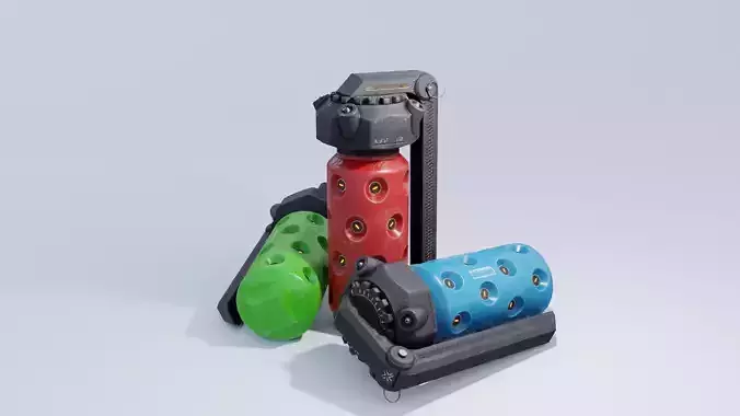 Sci-fi Flashbang Grenade 4K and 2K Textures Low-poly 3D model