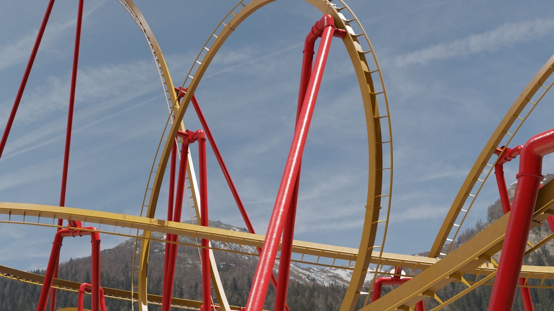 Rollercoaster Low-poly 3D model_17