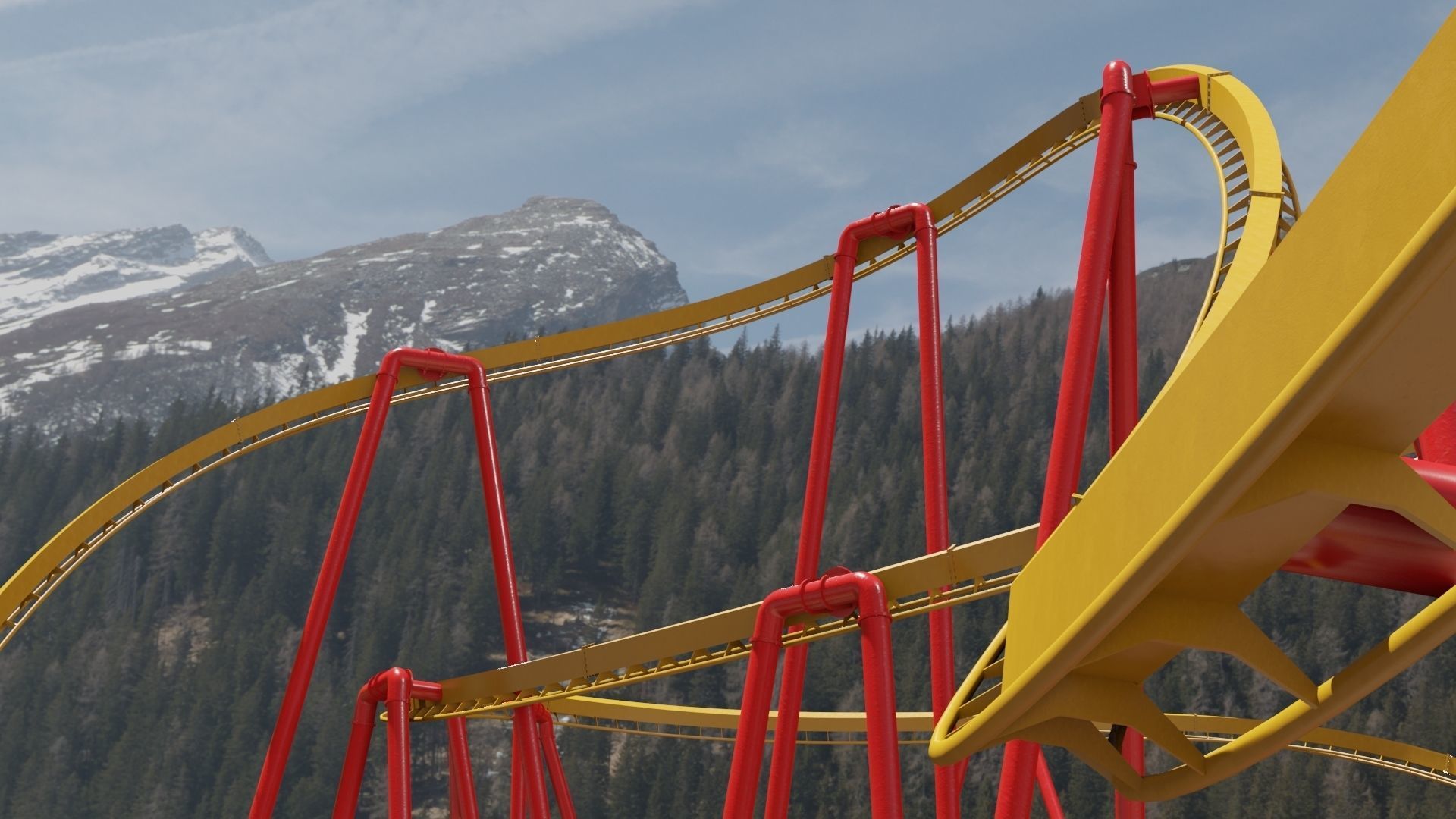 Rollercoaster Low-poly 3D model_16