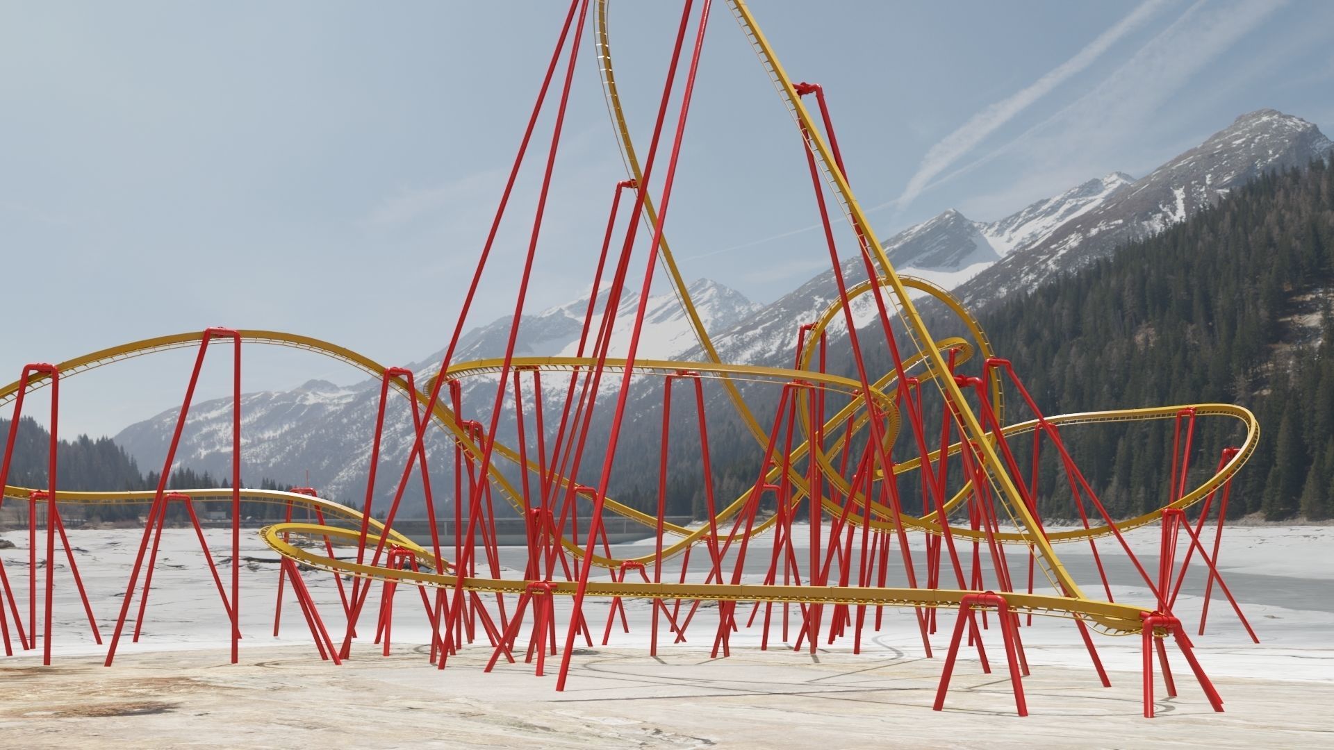Rollercoaster Low-poly 3D model_12