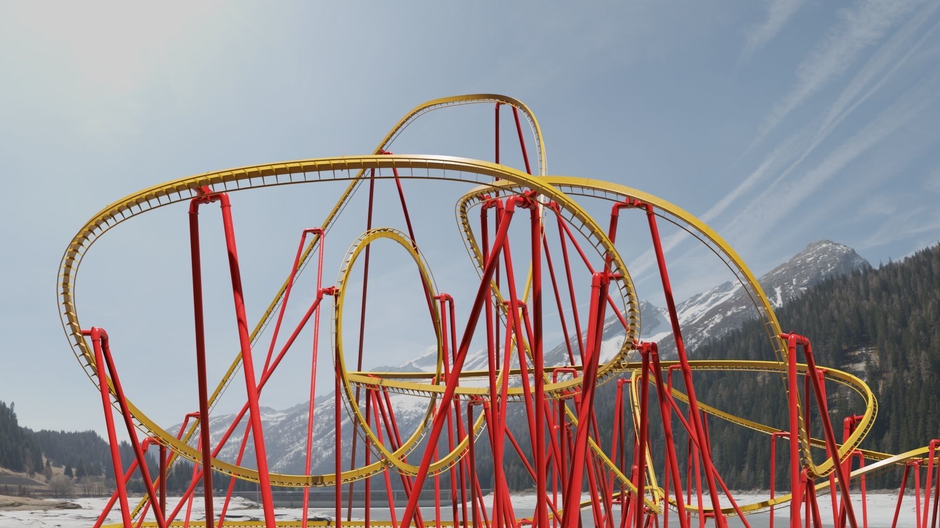 Rollercoaster Low-poly 3D model_8