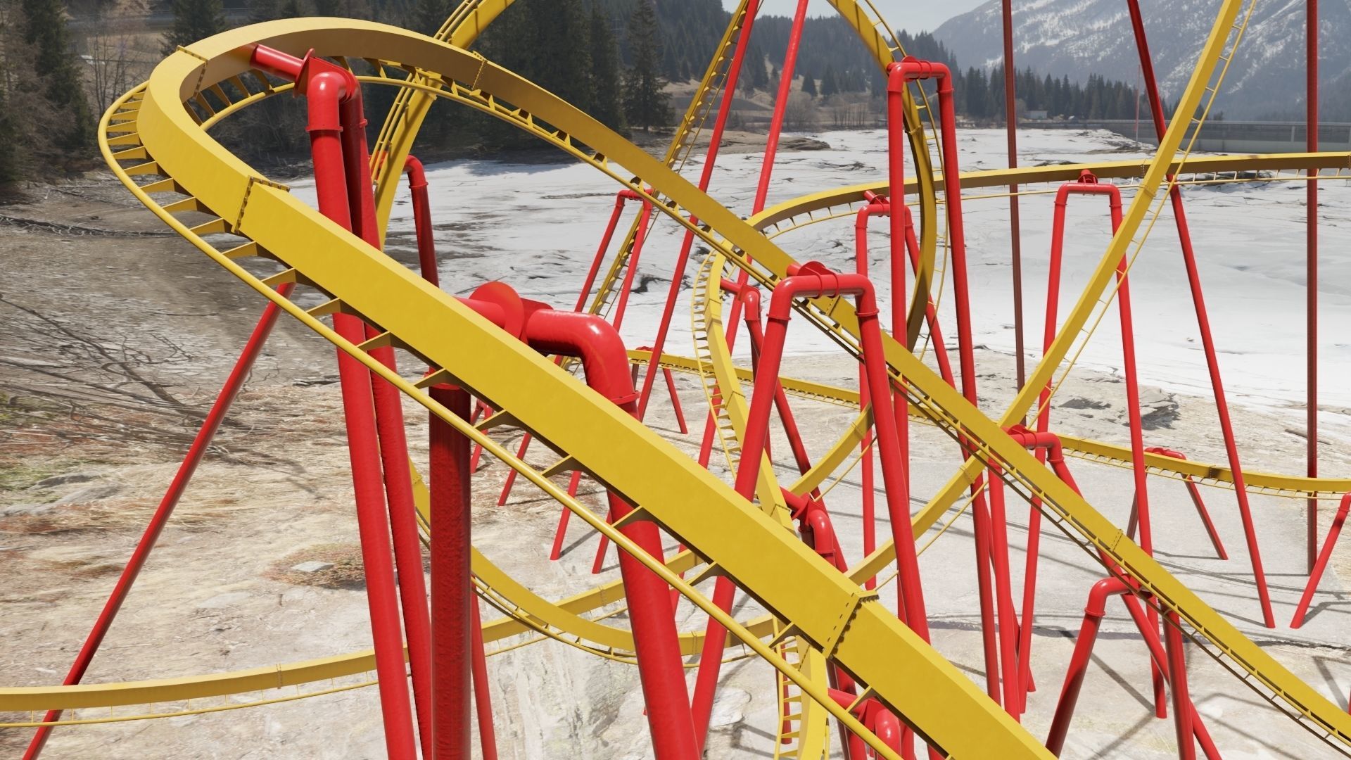 Rollercoaster Low-poly 3D model_5