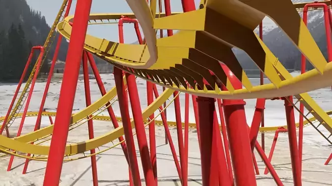 Rollercoaster Low-poly 3D model