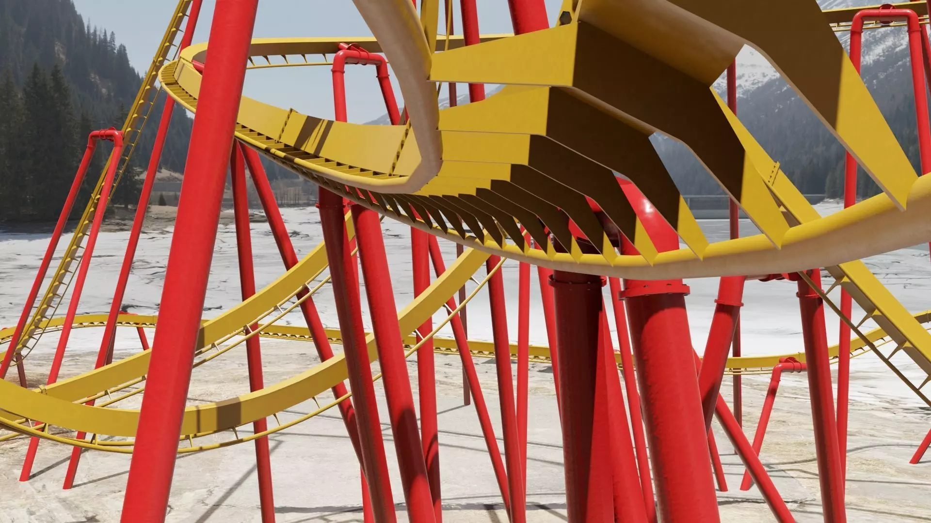 Rollercoaster Low-poly 3D model_0