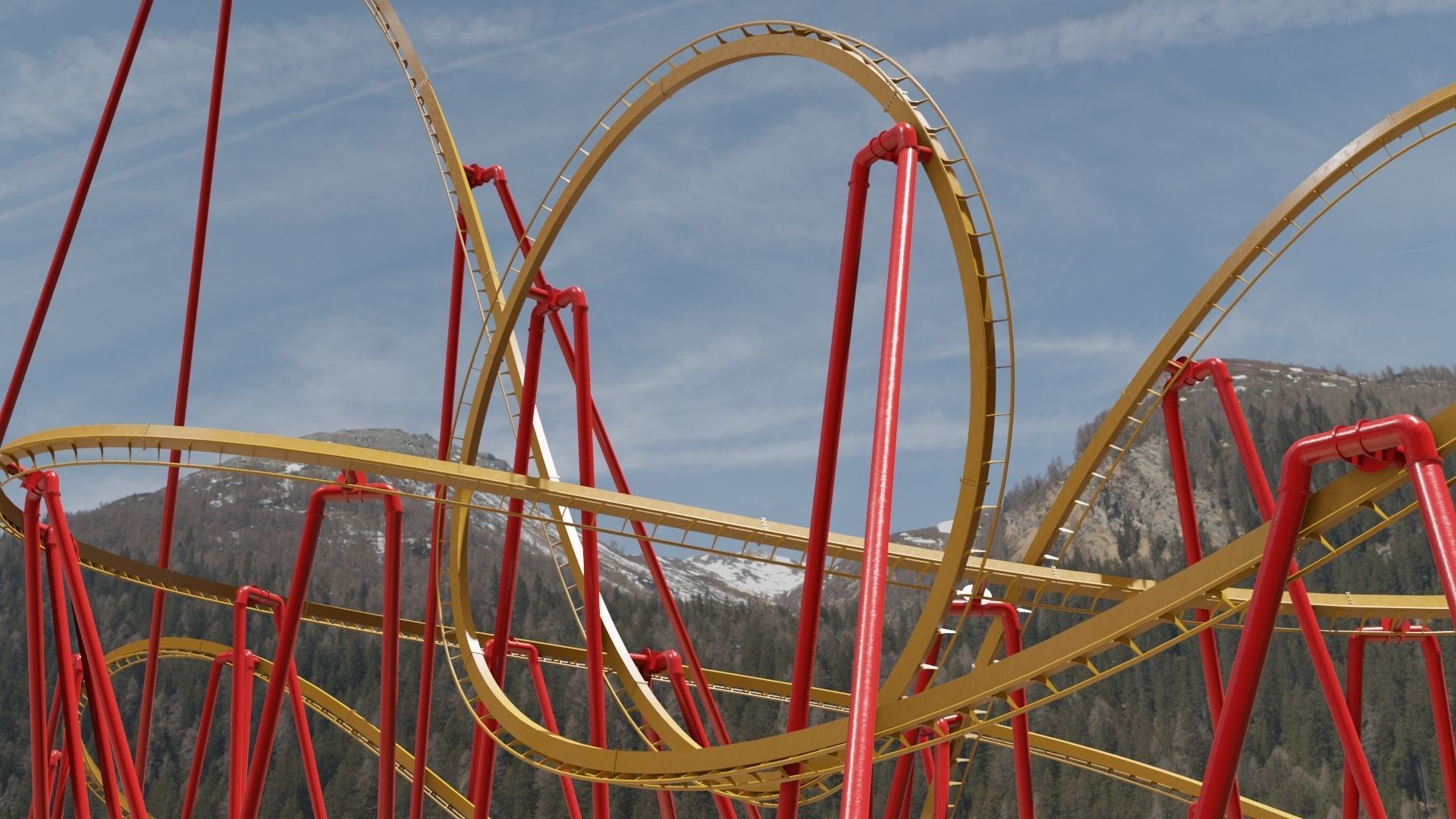 Rollercoaster Low-poly 3D model_10