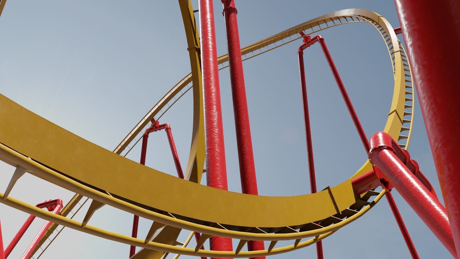 Rollercoaster Low-poly 3D model_3
