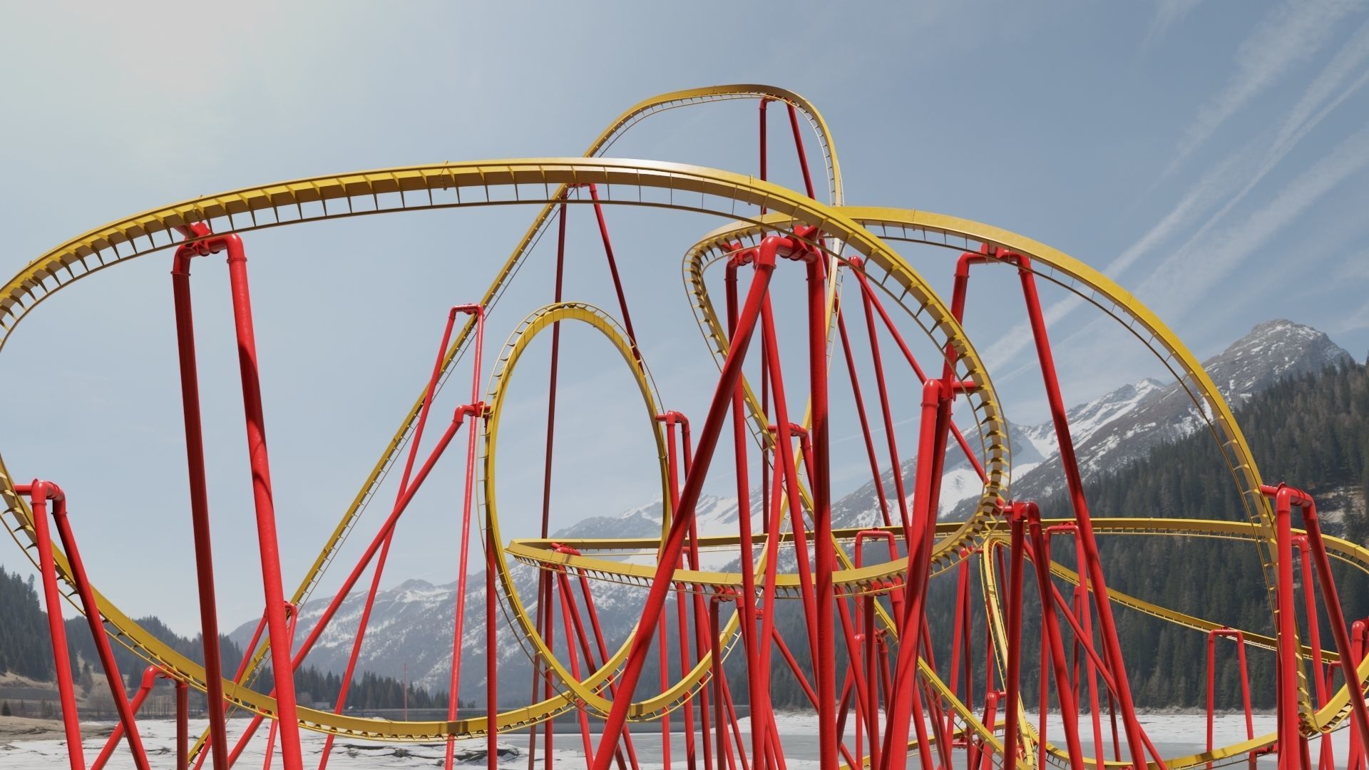 Rollercoaster Low-poly 3D model_21