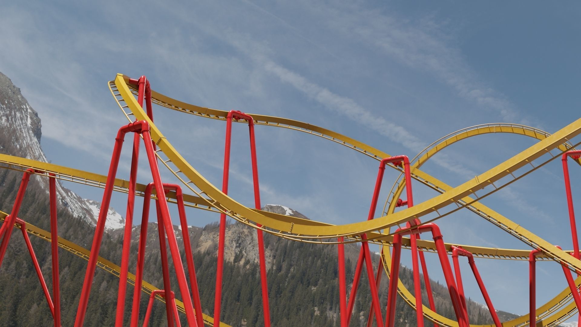 Rollercoaster Low-poly 3D model_15