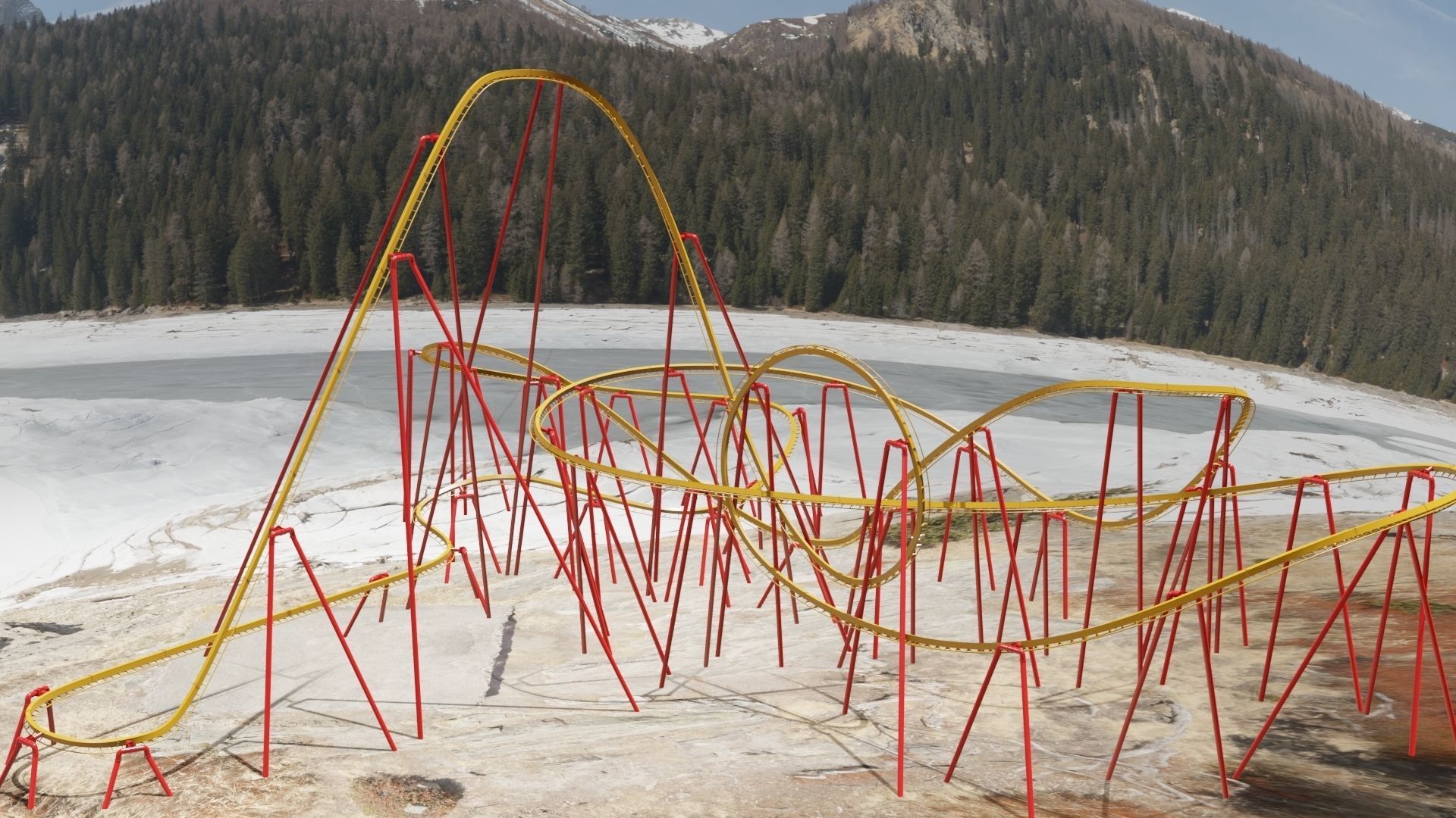 Rollercoaster Low-poly 3D model_13