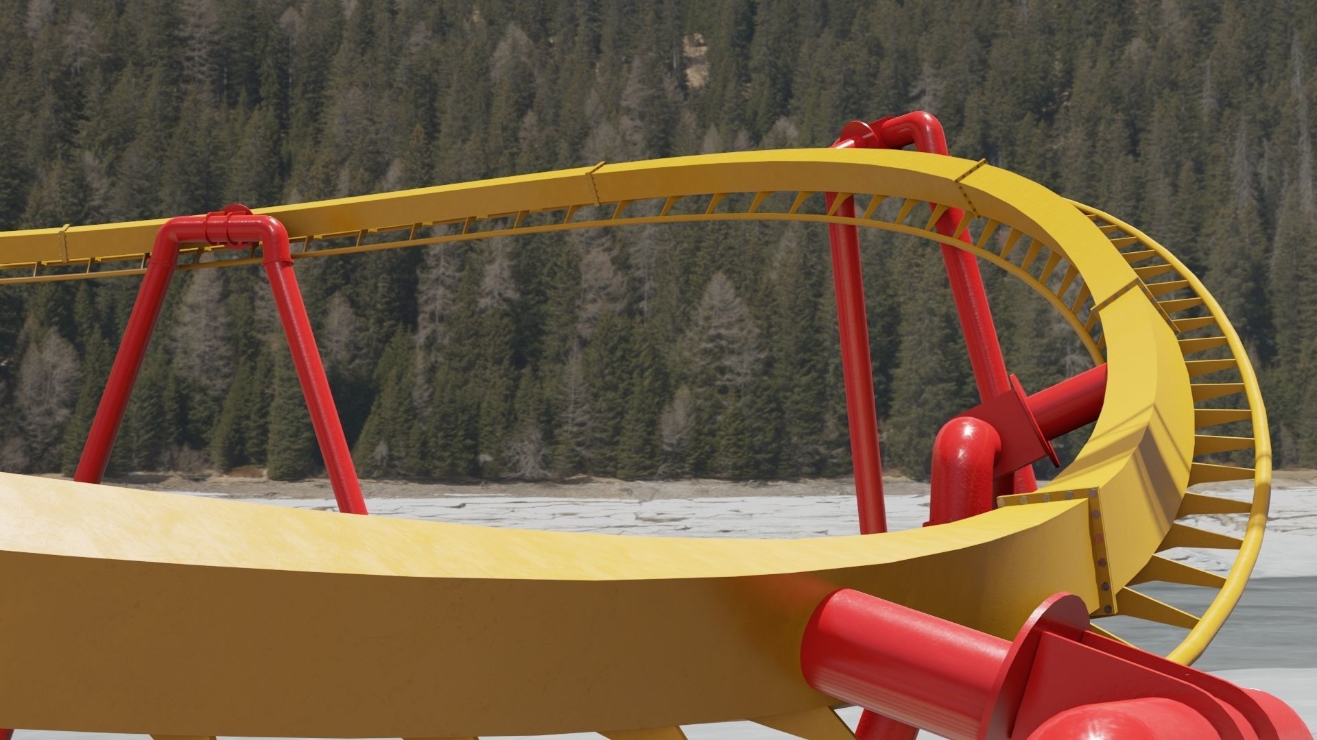 Rollercoaster Low-poly 3D model_6