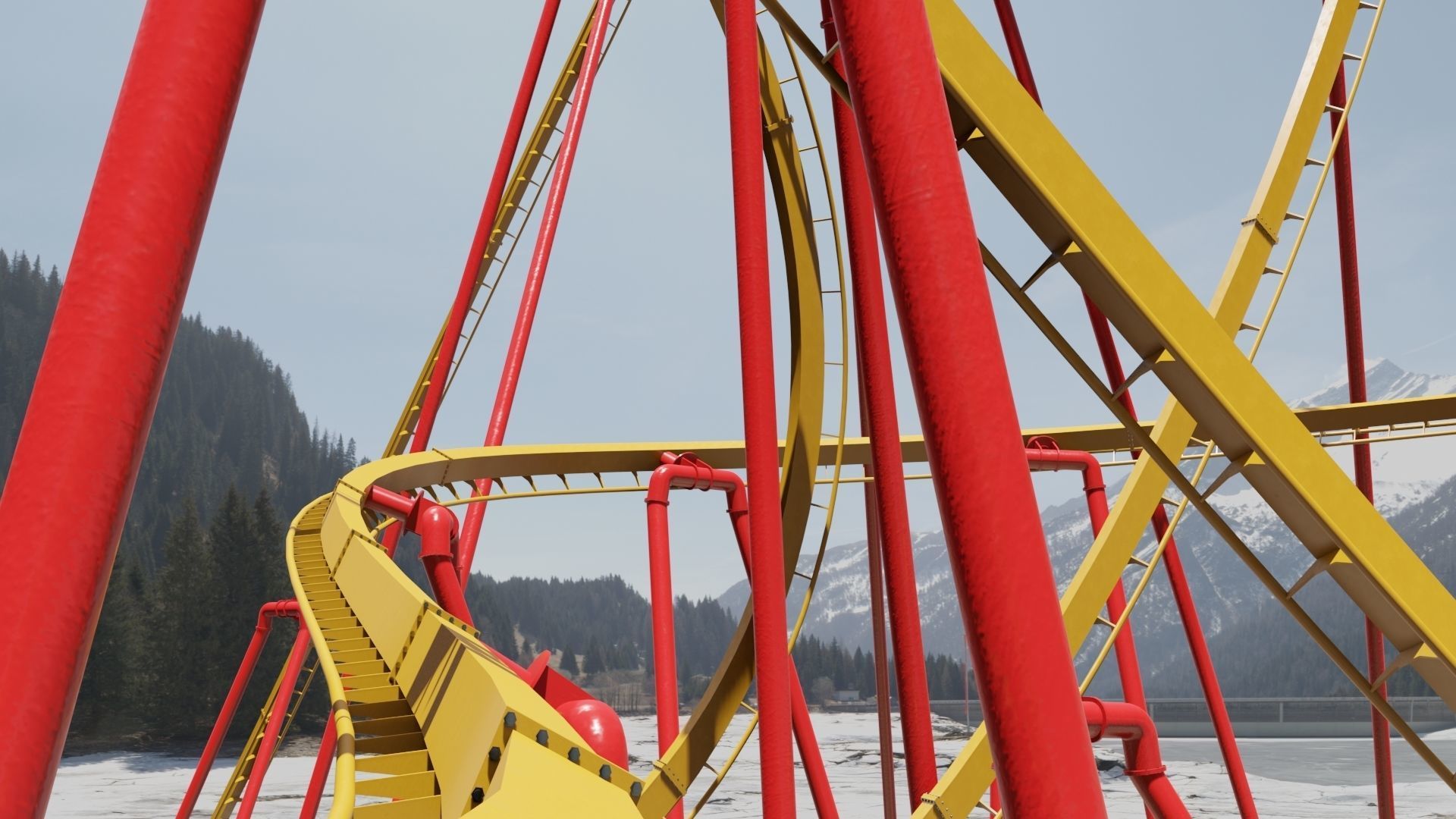 Rollercoaster Low-poly 3D model_7